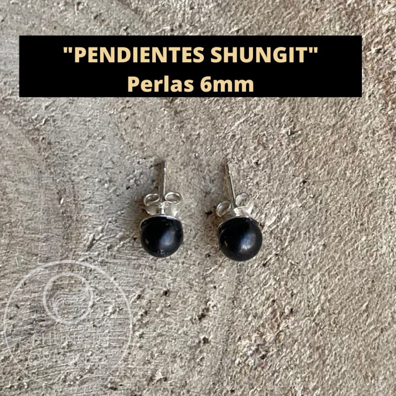 PENDIENTES perla de Shungit 6cm