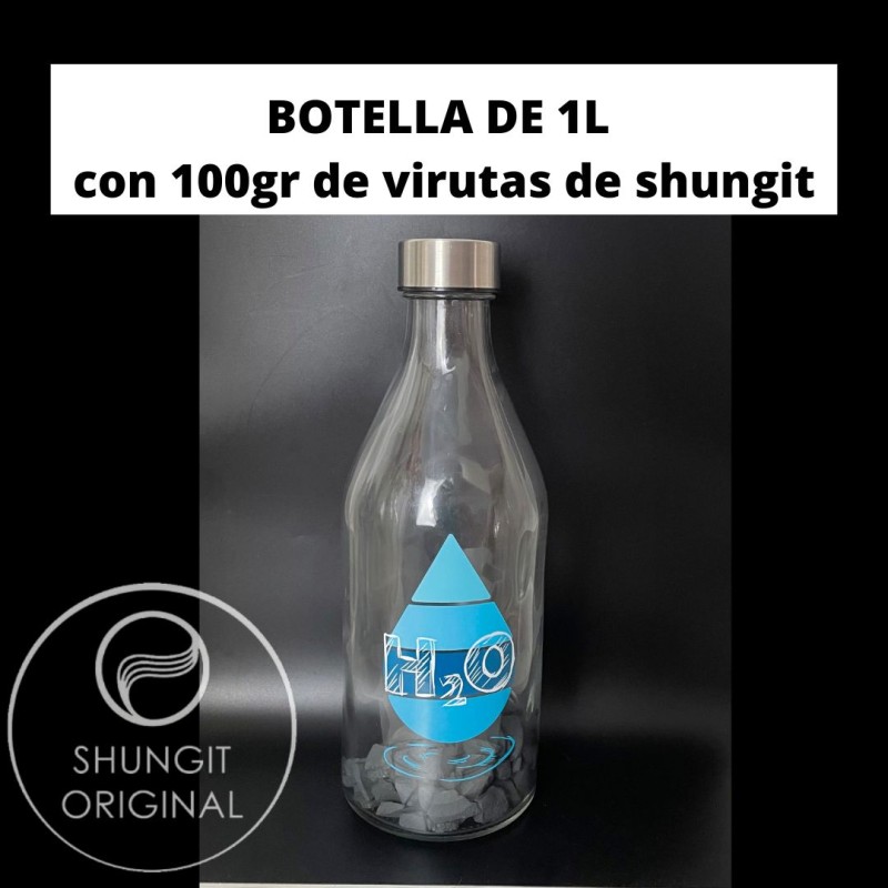 BOTELLA 1L H2O con 110gr de virutas de shungit